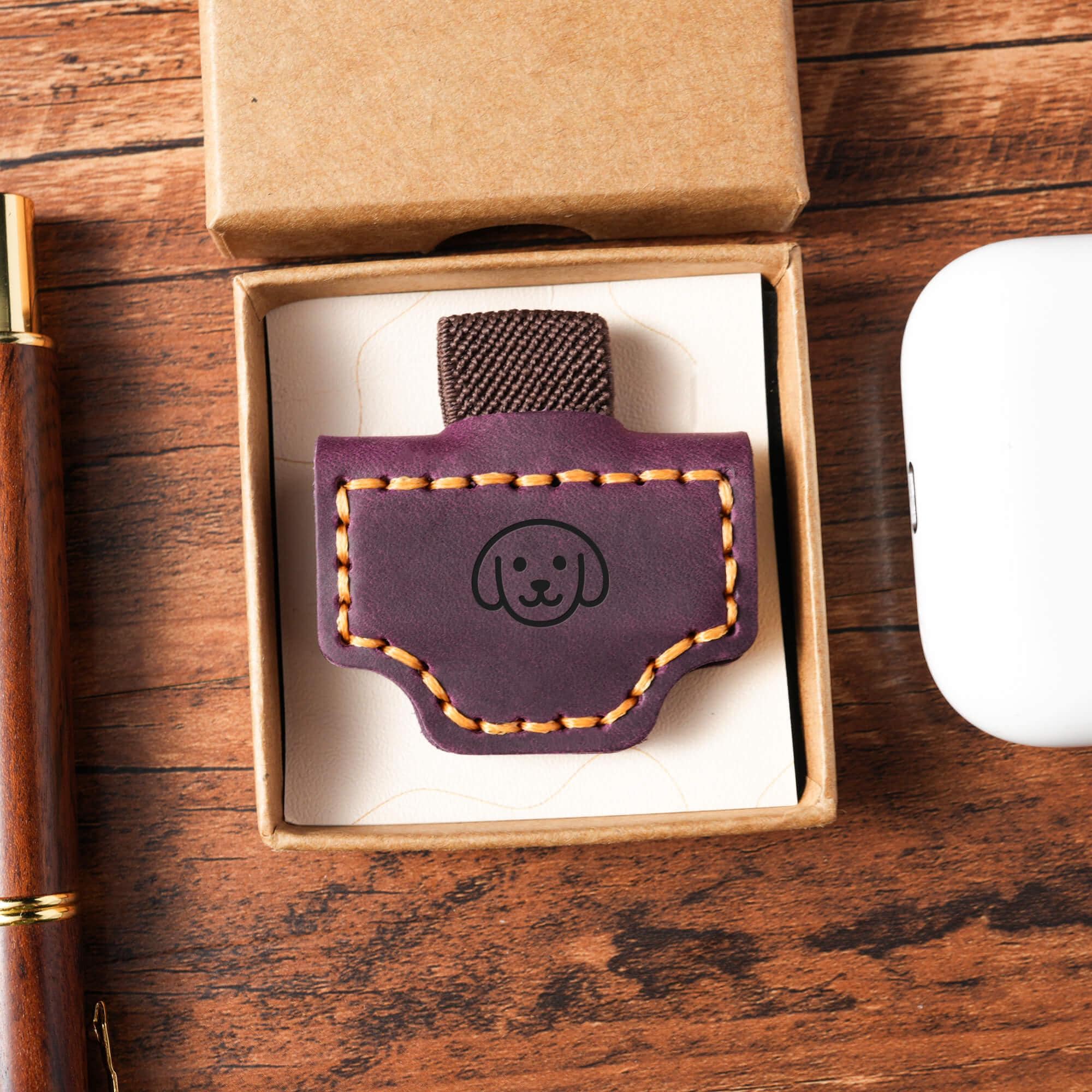 Personalized Leather Magnetic Bookmark: Engraved Pen Holder